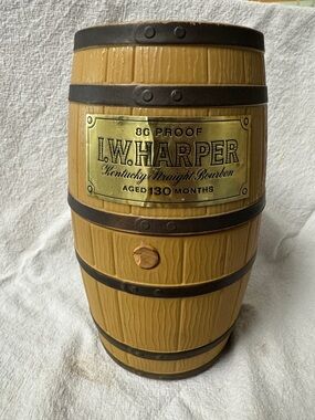 I.W. Harper Whiskey Barrel Decanter - Tan & Brown